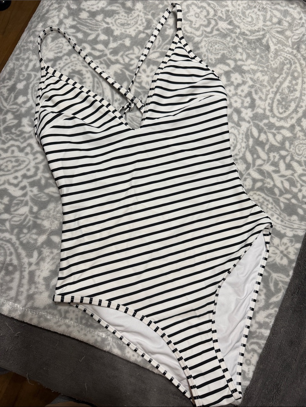 Forever 21 Black and White Striped One-Piece Swimsuit